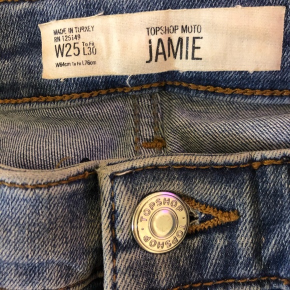 top shop high waisted jeans with varsity stripe - Picture 4 of 4